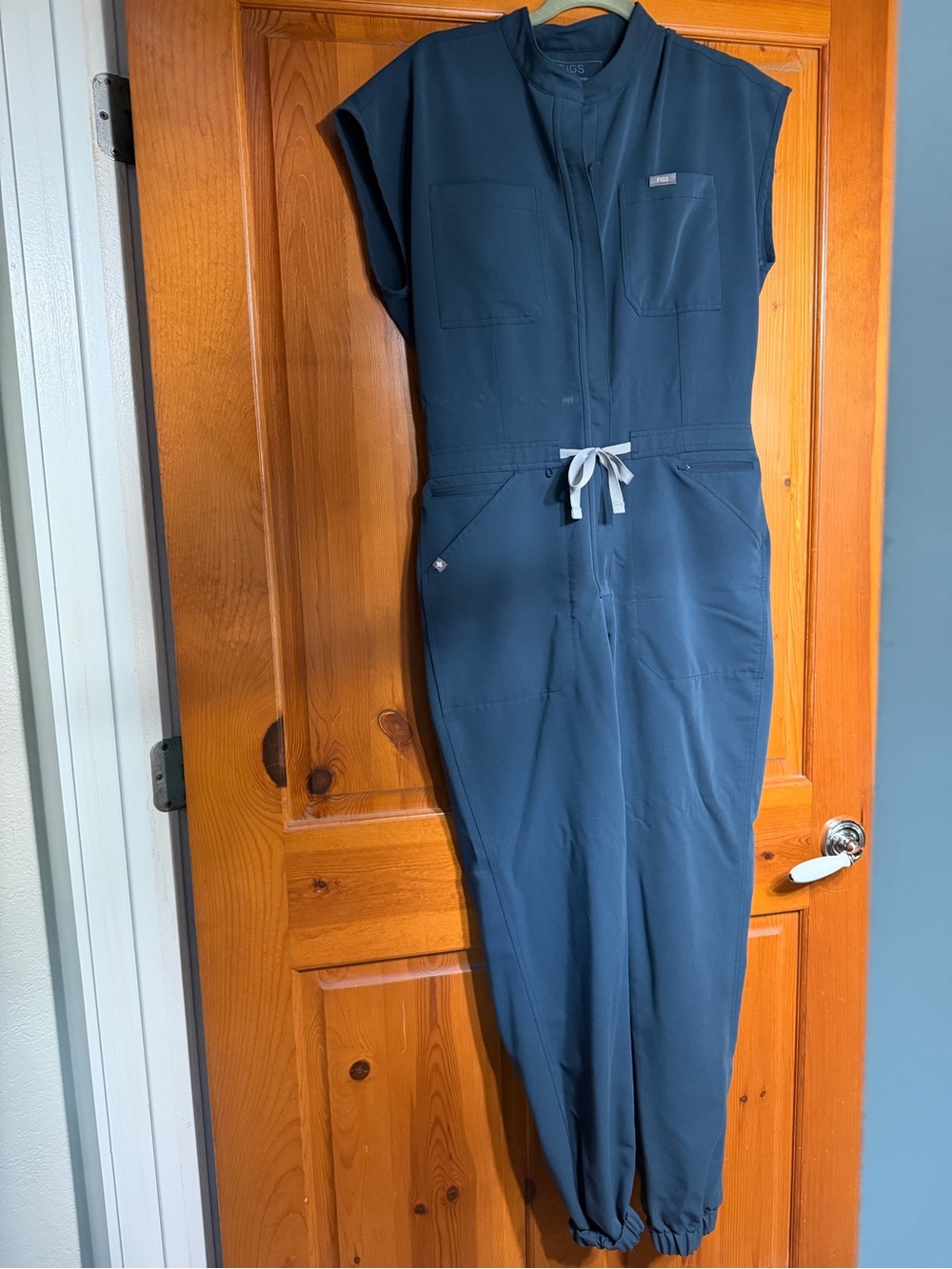 Women’s Navy Utility Jumpsuit with Drawstring Waist